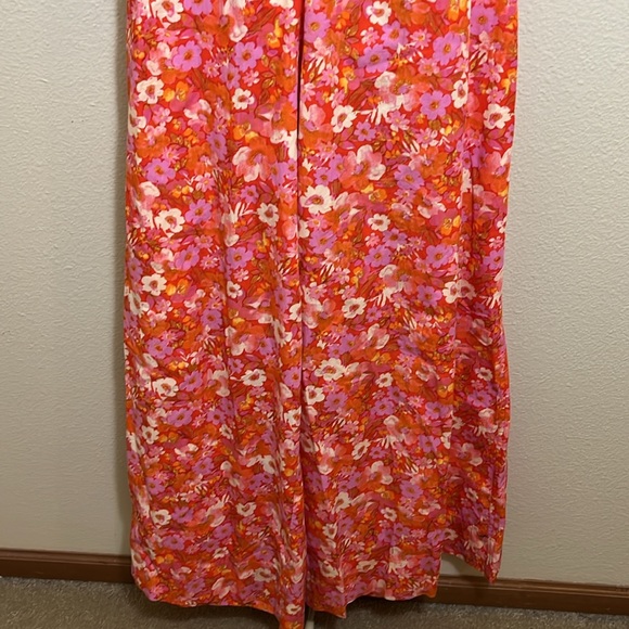 NWT Free People Amy Red Pink Floral Puff Sleeve Open Back Romper Jumpsuit - Picture 7 of 15